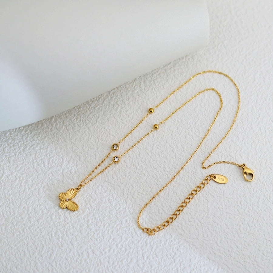 Hanging Butterfly Bracelet/Necklace [304 Stainless Steel,18K Gold Plated]