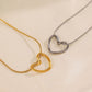 Hollow Heart Necklace [304 Stainless Steel,18K Gold Plated]