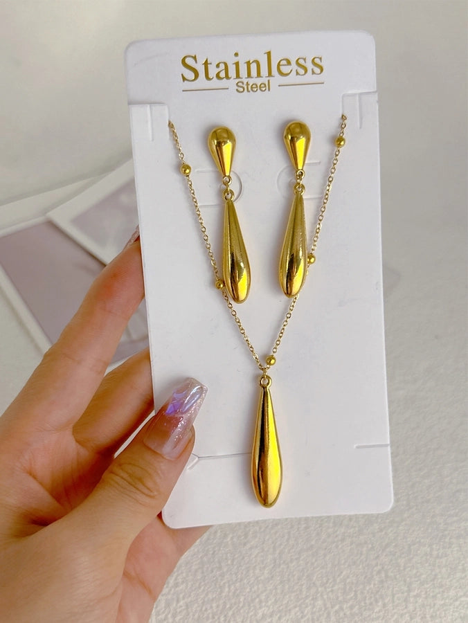 Drop Jewelry Set [304 Stainless Steel, 18K Gold Plated]