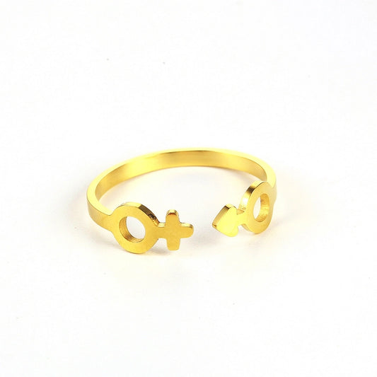 Male Female Ring [304 Stainless Steel 18K Gold Plated]