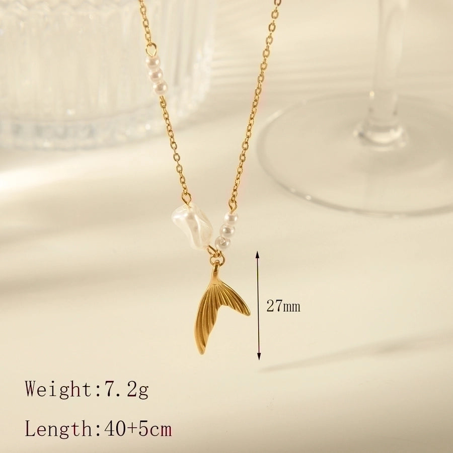 Beach Dolphin Shell Fish Tail Acrylic Necklace [304 Stainless Steel,18K Gold Plated]