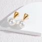 Mix Pearl Ear Studs [304 Stainless Steel,18K Gold Plated]