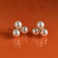 Three Pearl Earrings [304 Stainless Steel,16K Gold Plated]