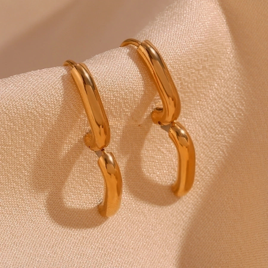 Oval Thick Earrings [304 Stainless Steel,18K Gold Plated]