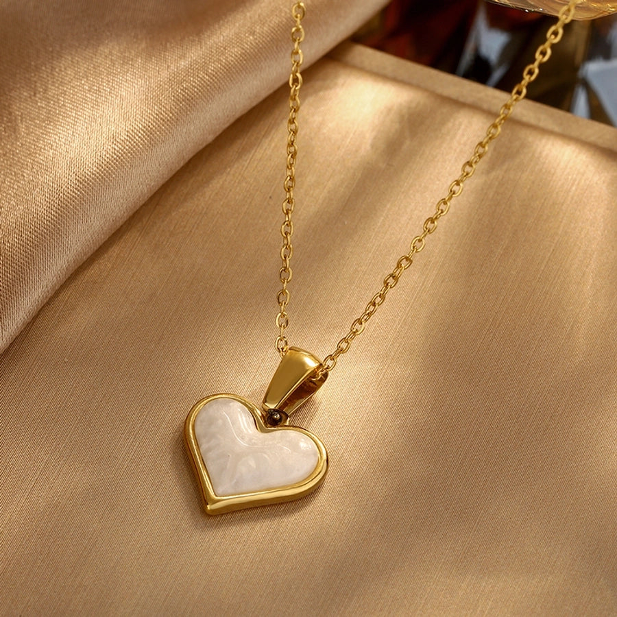 Heart Shape Necklace [304 Stainless Steel,18K Gold Plated]