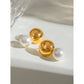 Artificial Pearls Drop Earrings [304 Stainless Steel]