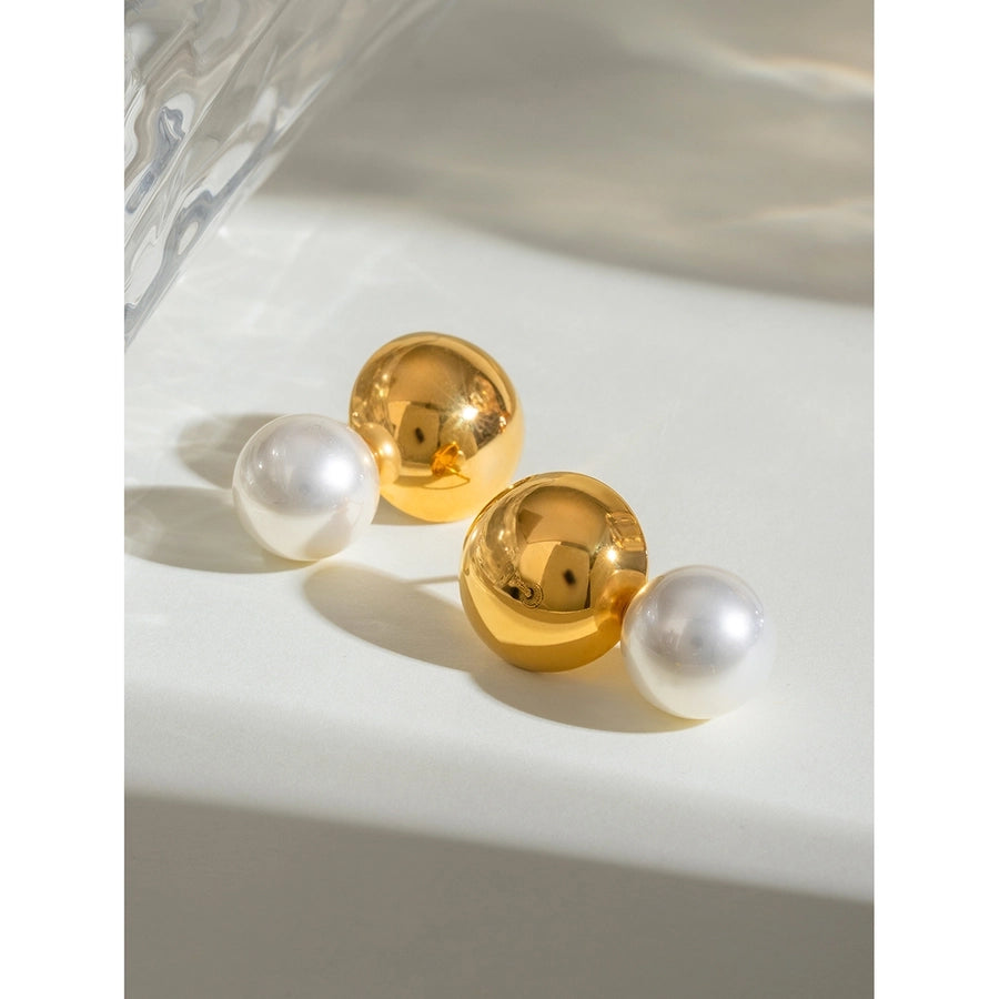 Boucles d'oreilles en perles artificielles [304 en acier inoxydable]