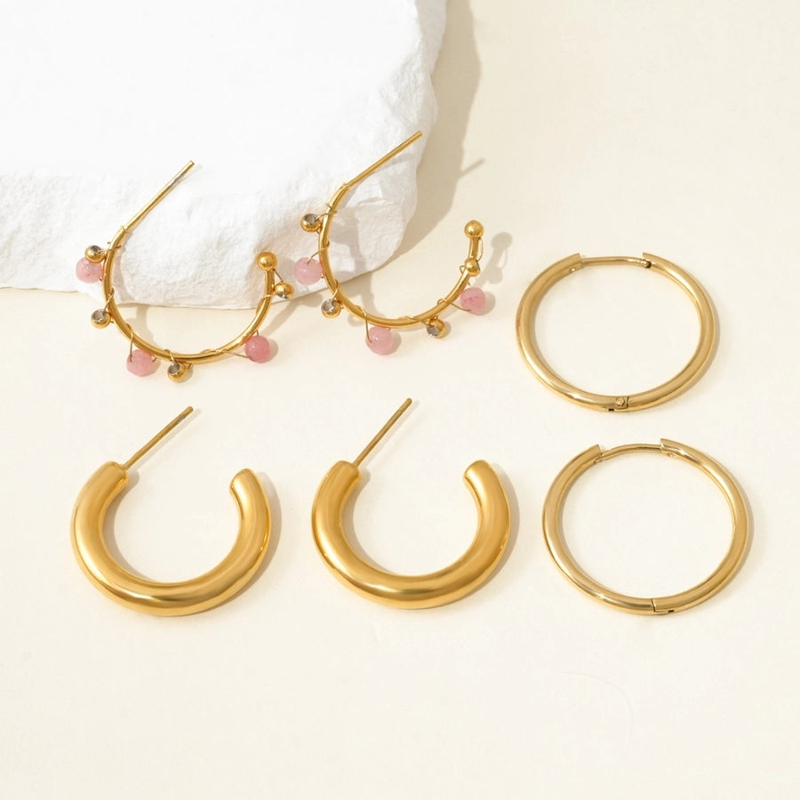 Random Style Earrings Sets [304 Stainless Steel, 14K Gold Plated]