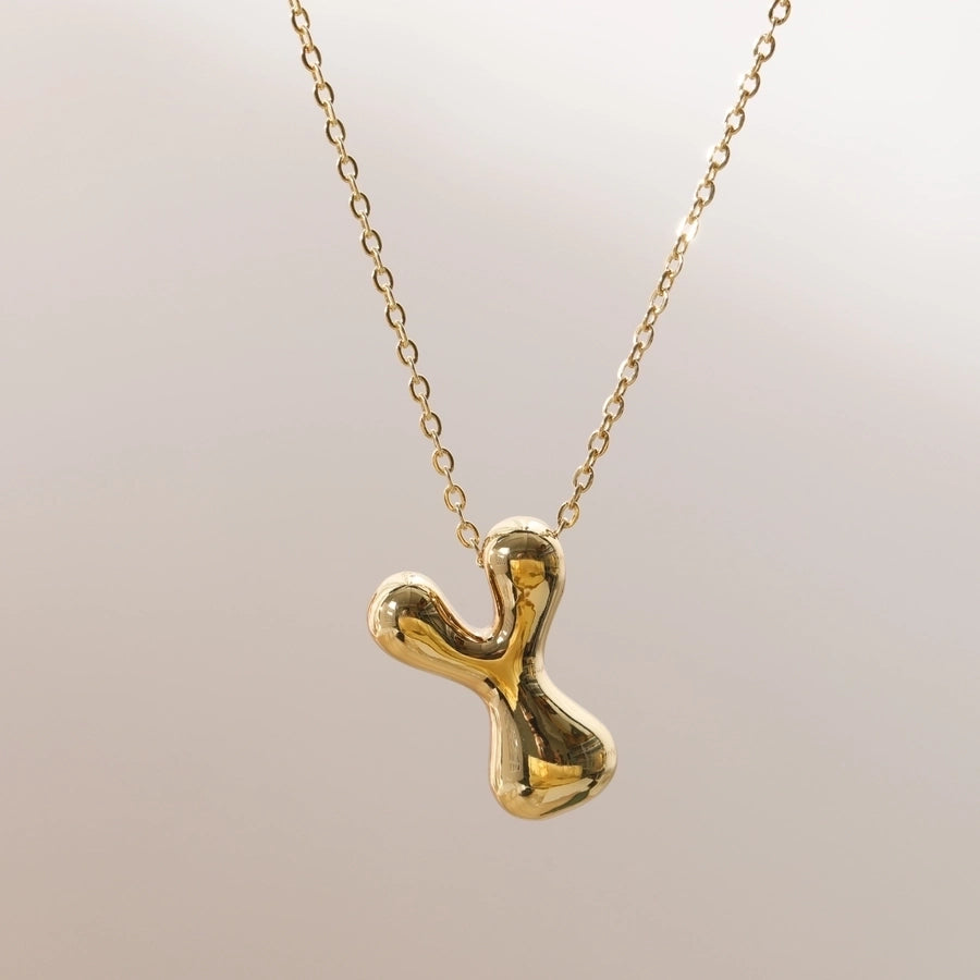 Letter Chain Pendant Necklace [304 Stainless Steel,18K Gold Plated]