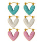 Heart Shape Polishing Enamel Earrings [304 Stainless Steel,18K Gold Plated]