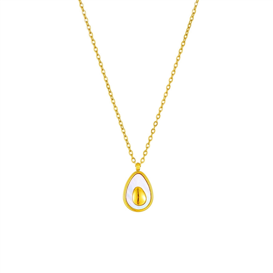 Fashion Avocado Acrylic Necklace [304 Stainless Steel,18K Gold Plated]