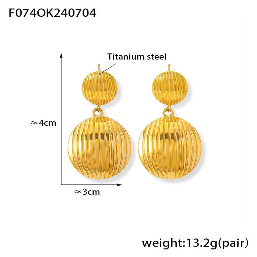 Round Lines Layered Earrings [304 Stainless Steel,18K Gold Plated]