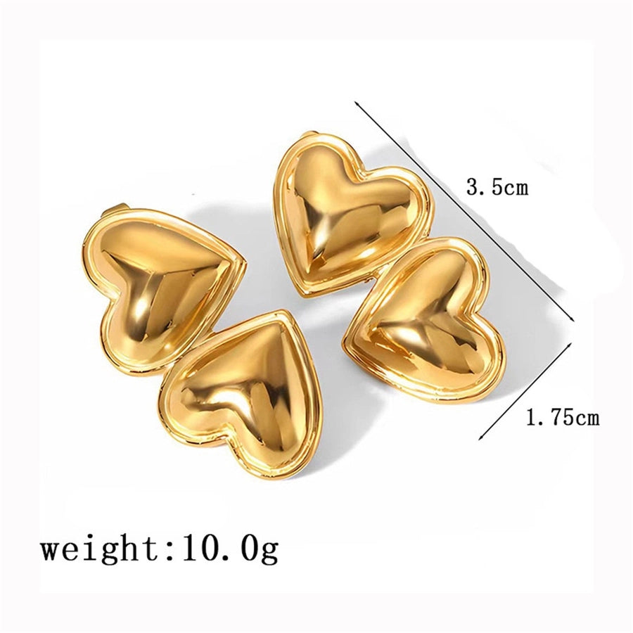 Double Heart Shape Earrings [304 Stainless Steel,18K Gold Plated]