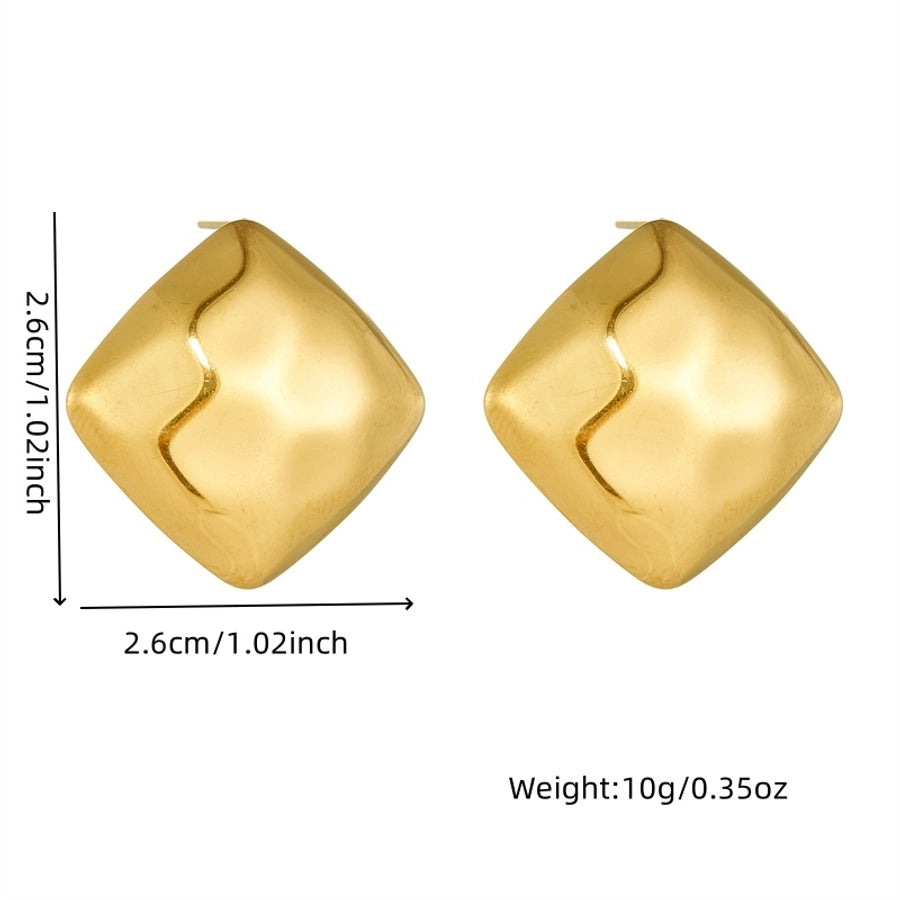 Square Stud Earrings [304 Stainless Steel, 18K Gold Plated]