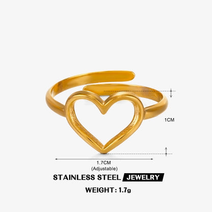 Heart Shape Open Ring [304 Stainless Steel 18K Gold Plated]