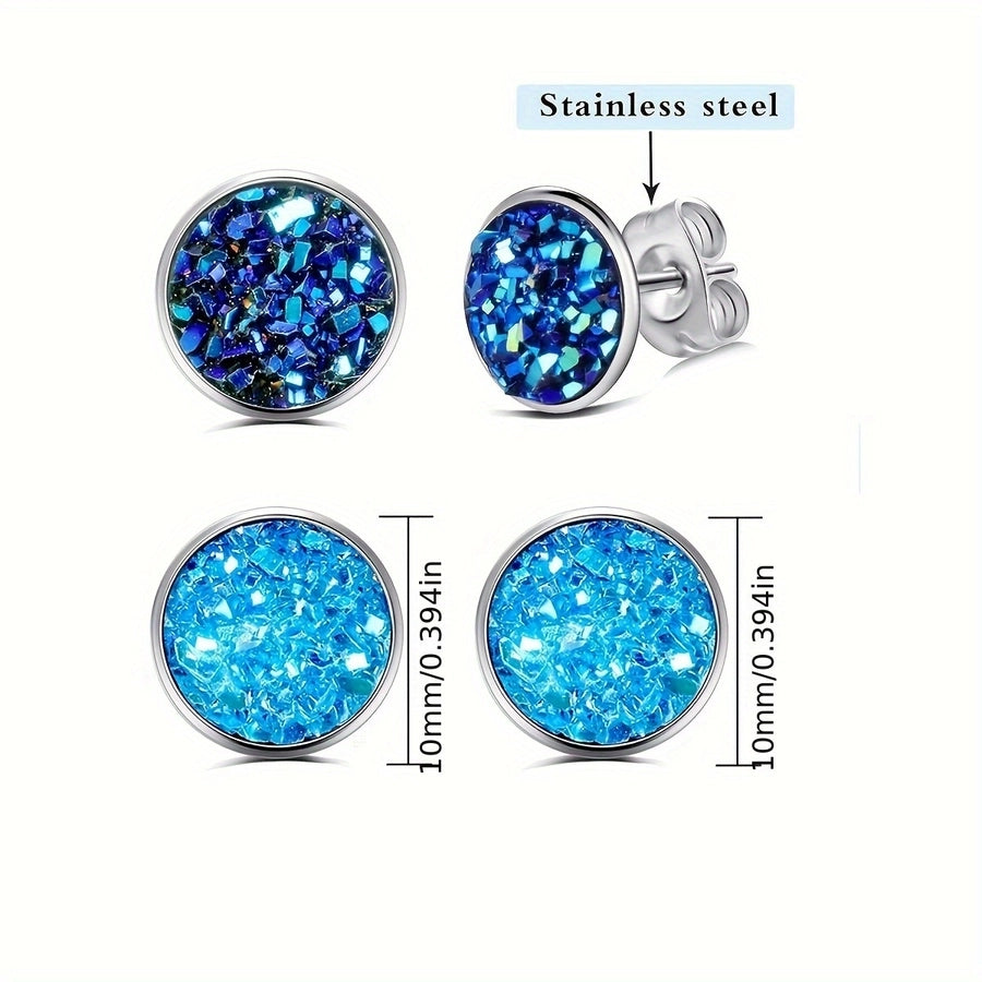 Colored Acrylic Stud Earrings [304 Stainless Steel]