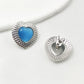 Silver Heart Stone Earrings [304 Stainless Steel]