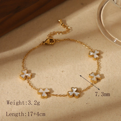 Flower Bow Knot Bracelet [304 Stainless Steel, 18K Gold Plated]