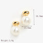 Artificial Pearls Stud Earrings [304 Stainless Steel, 18K Gold Plated]