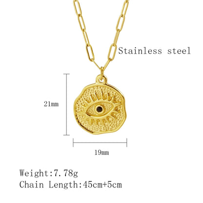 Devil's Eye Rhinestones Pendant Necklace [304 Stainless Steel]