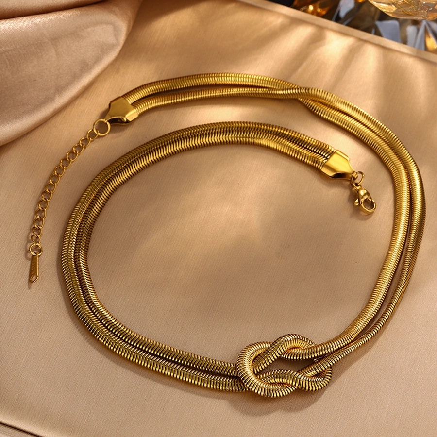 Knot Bracelet/Necklace/Jewelry Set [304 Stainless Steel, 18K Gold Plated]