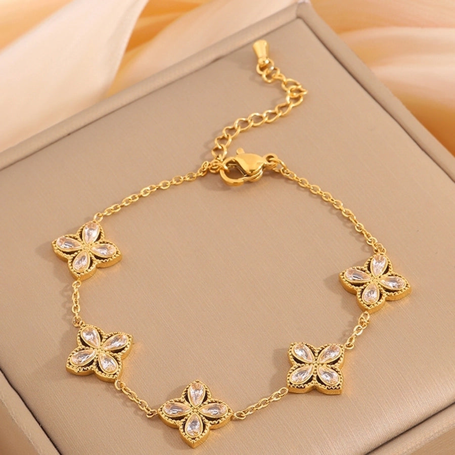 Floral Style  Bracelet [304 Stainless Steel]