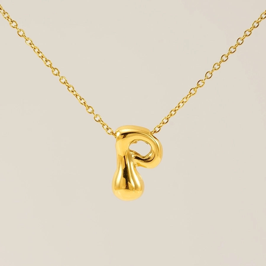 Letter Pendant Necklace [304 Stainless Steel,18K Gold Plated]