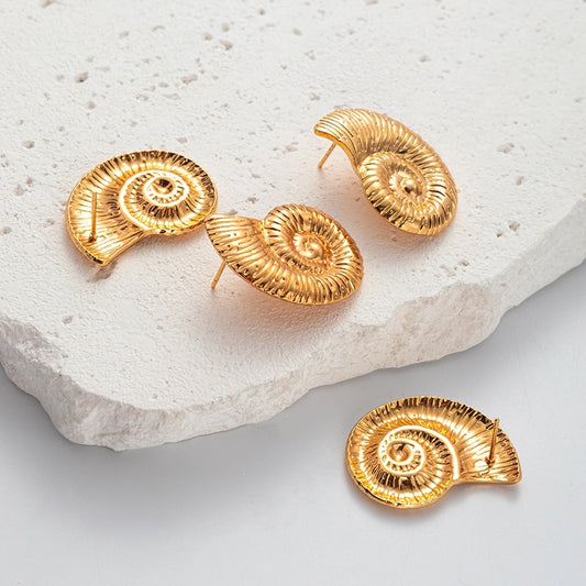 Orecchini di conchiglia di lumaca [acciaio inossidabile 304, oro 14K placcato]