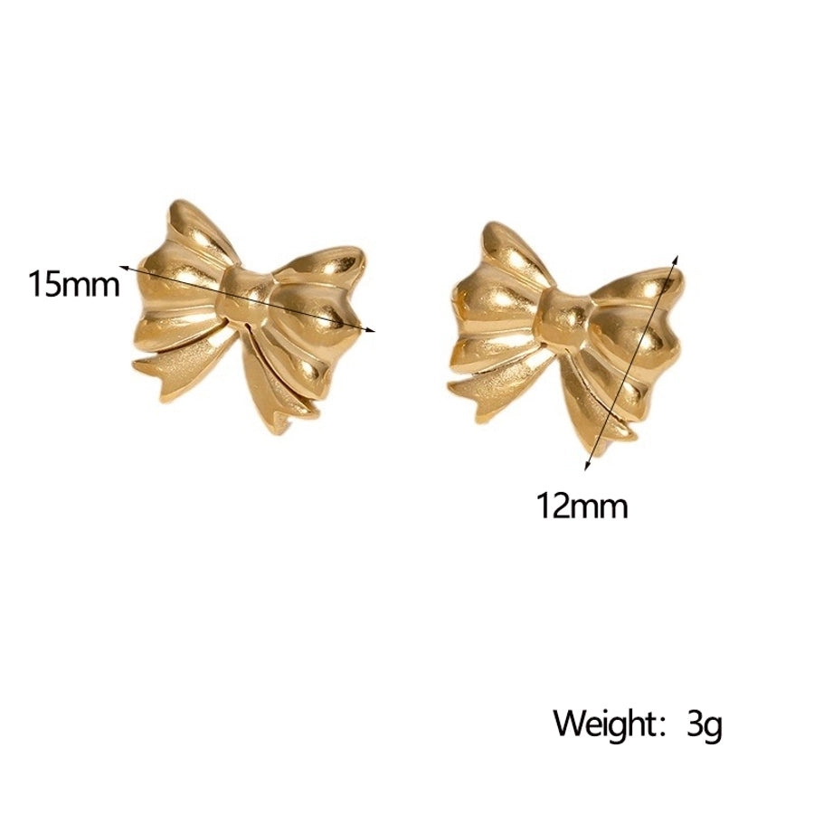 Bow Knot Earrings [304 Stainless Steel,18K Gold Plated]