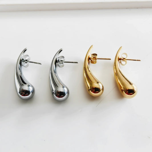 Small Water Droplets Earrings [304 Stainless Steel,18K Gold Plated]