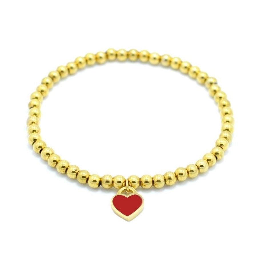 Heart Shape Beaded Bracelet [Stainless Steel,18K Gold Plated]