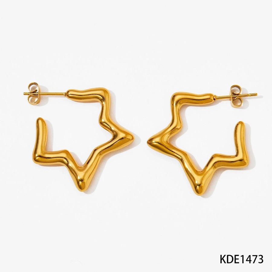 Star Earrings [304 Stainless Steel,16K Gold Plated]