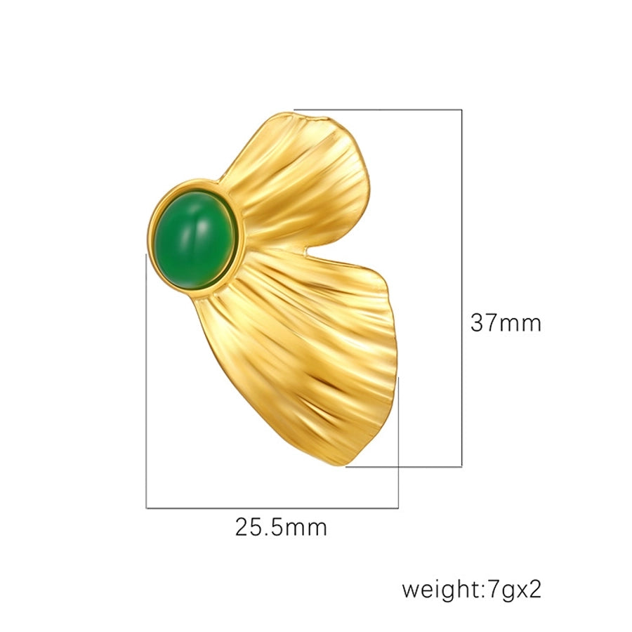 Green Bead Butterfly Earrings [304 Stainless Steel]