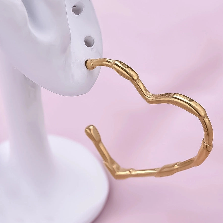 Hollow Heart Shape Hoop Earrings [304 Stainless Steel]