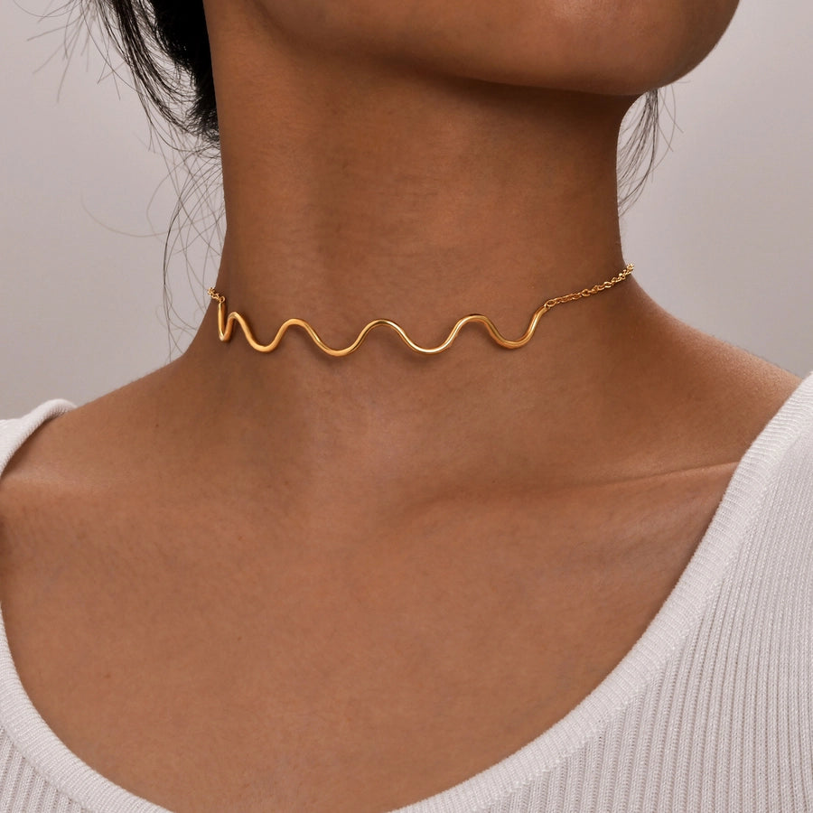 Waves Choker halskæde [304 rustfrit stål]