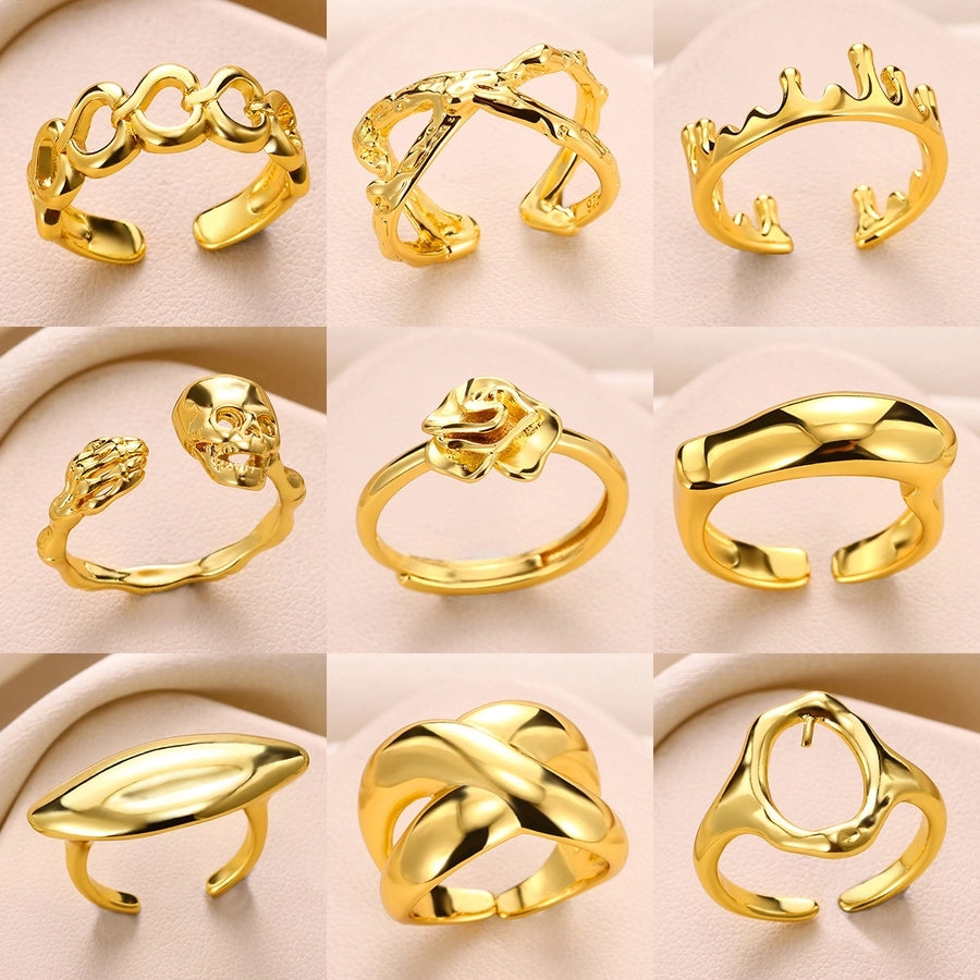 Mix Designs Ring [304 Stainless Steel 18K Gold Plated]