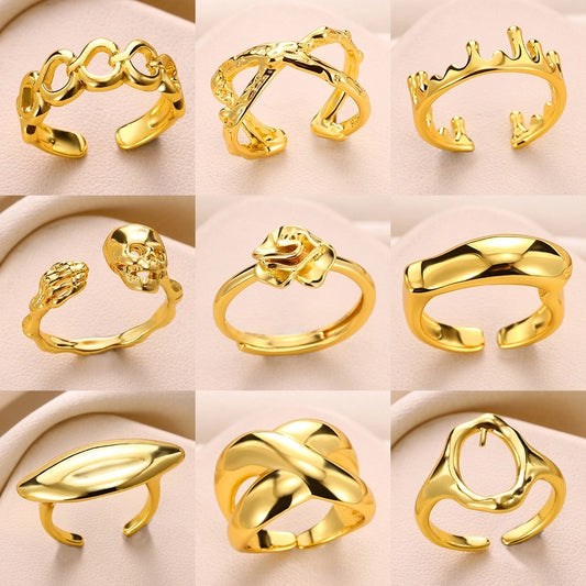 Mix ontwerpen ring [304 roestvrij staal 18K vergulde goud]