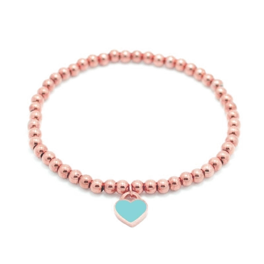 Heart Shape Beaded Bracelet [Stainless Steel,18K Gold Plated]