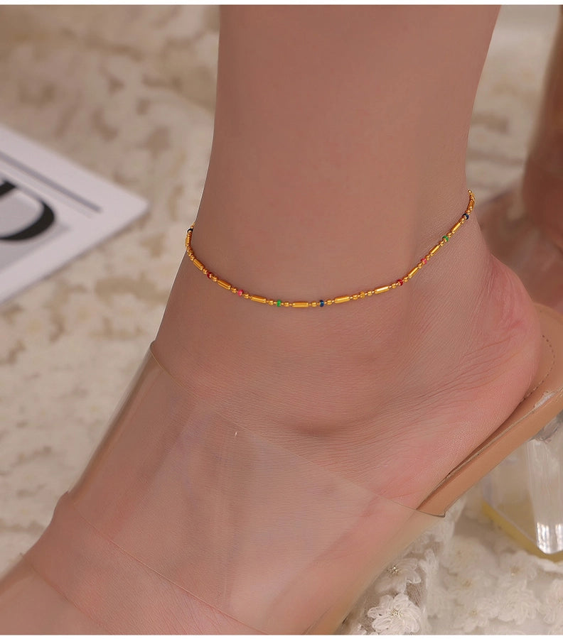 Colorful Seed Bead Bracelet/Anklet/Necklace [304 Stainless Steel,18K Gold Plated]