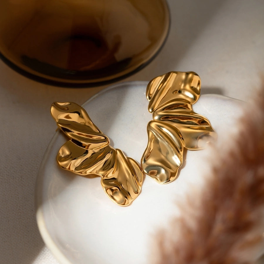 Petal Earrings [304 Stainless Steel,18K Gold Plated]