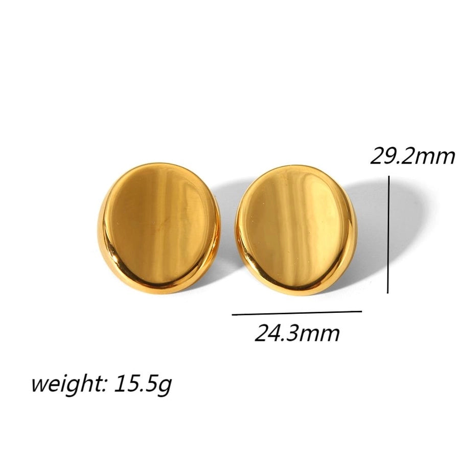 Oval Polishing Earrings [304 Stainless Steel,18K Gold Plated]