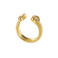 Zircon Double Heart Open Ring [Stainless Steel, 18K Gold Plated]