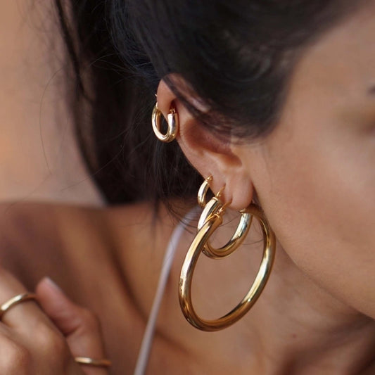 Hoop Earrings [304 Stainless Steel,18K Gold Plated]