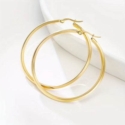 Thin Round Hoop Earrings [304 Stainless Steel,18K Gold Plated]