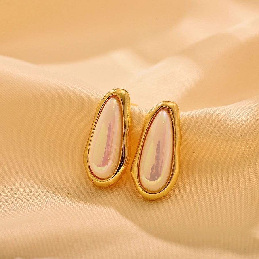 Water Droplets Oval Earrings [201 Stainless Steel]