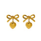 Heart Shape Bow Knot Earrings [304 Stainless Steel,18K Gold Plated]