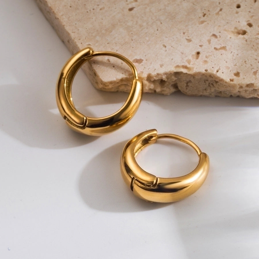 Solid Color Hoop Earrings [304 Stainless Steel,18K Gold Plated]