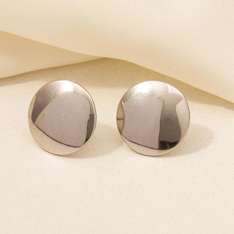 Flat Round Earrings [304 Stainless Steel,18K Gold Plated]