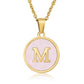 Round Letter Necklace [304 Stainless Steel,18K Gold Plated]