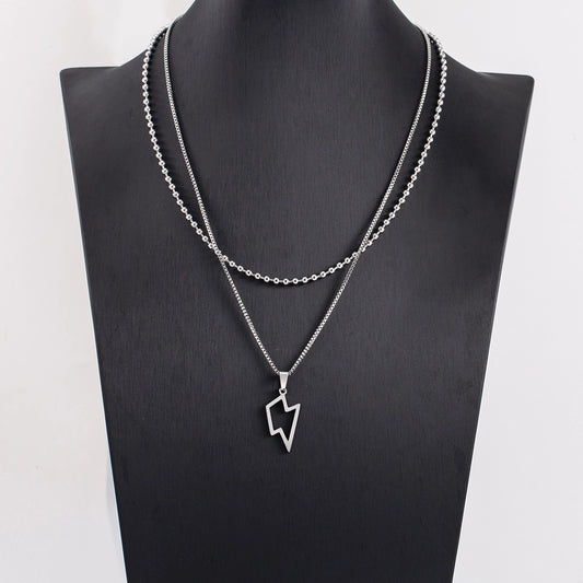 Lightning Double Layer Necklaces  [304 Stainless Steel]